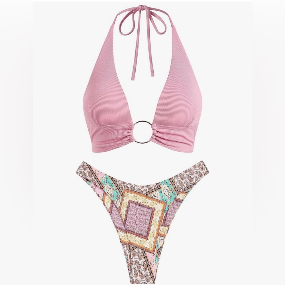 Zaful Ring Halter Bikini Set